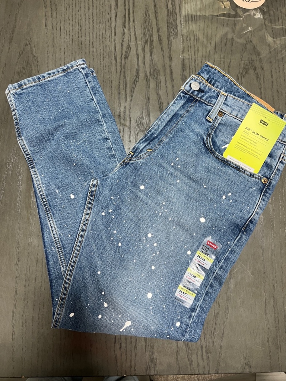 Levi's 512 Slim Taper Men's Jeans Paint Splatter 34x30 Blue Paint-Splatter Jeans